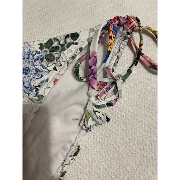 Johnny Was bikini bottom white floral Neon Jungle Eyelet ties swim NWT $120 XXL - Picture 5 of 6